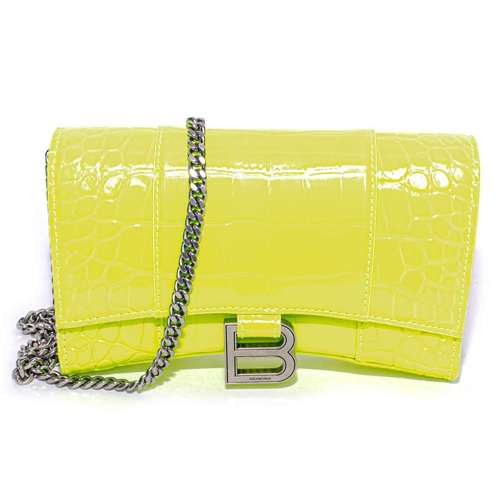 Balenciaga Hourglass Croc-Embossed Wallet Crossbody Bag