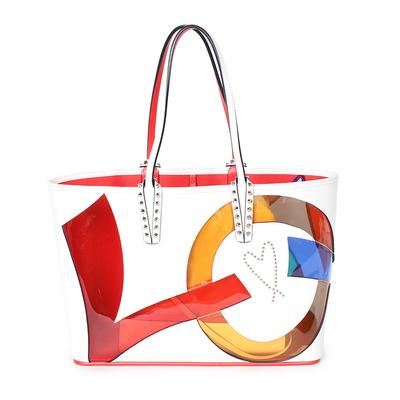 Christian Louboutin Cabata Mini Spike Colorblock Clear Tote Bag in Pink