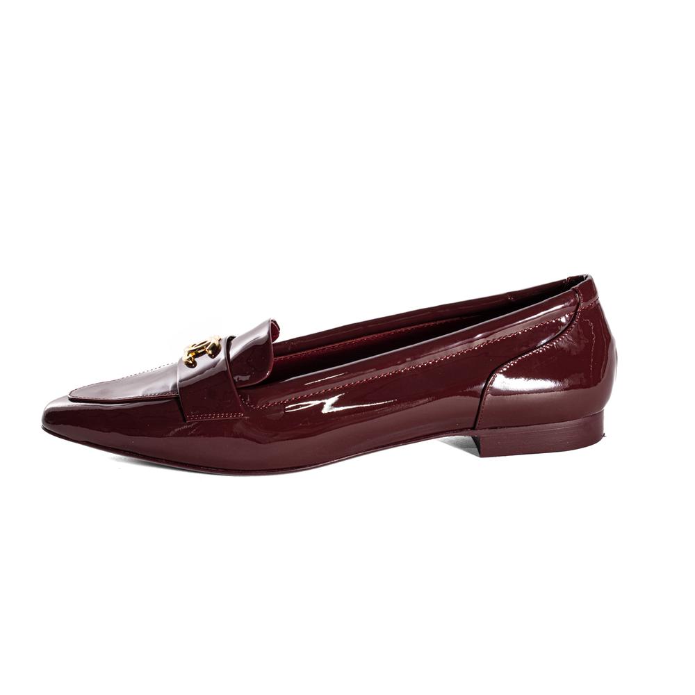 Burgundy patent sale leather flats