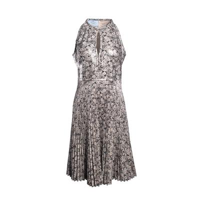 Prada Size 42 Metallic Pleated Short Dress
