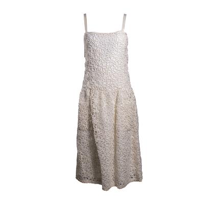 Chanel Size 36 Off White Floral Short Dress