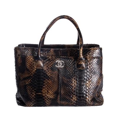 Chanel Brown Python Tote Bag