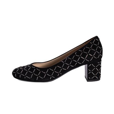 Chanel Size 37.5 Black Suede Chain Detail Heels