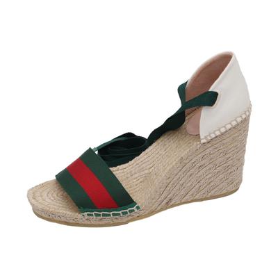 Gucci Size 40 Espadrille Wedge Lace-Up Shoes with Box