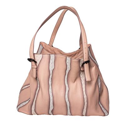 Bottega Veneta Pink Woven Trim Leather Handbag