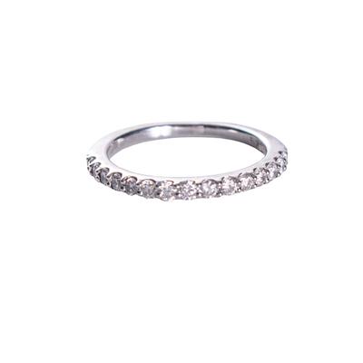 14K Size 6.5 White Gold & Diamond Half Pave Ring